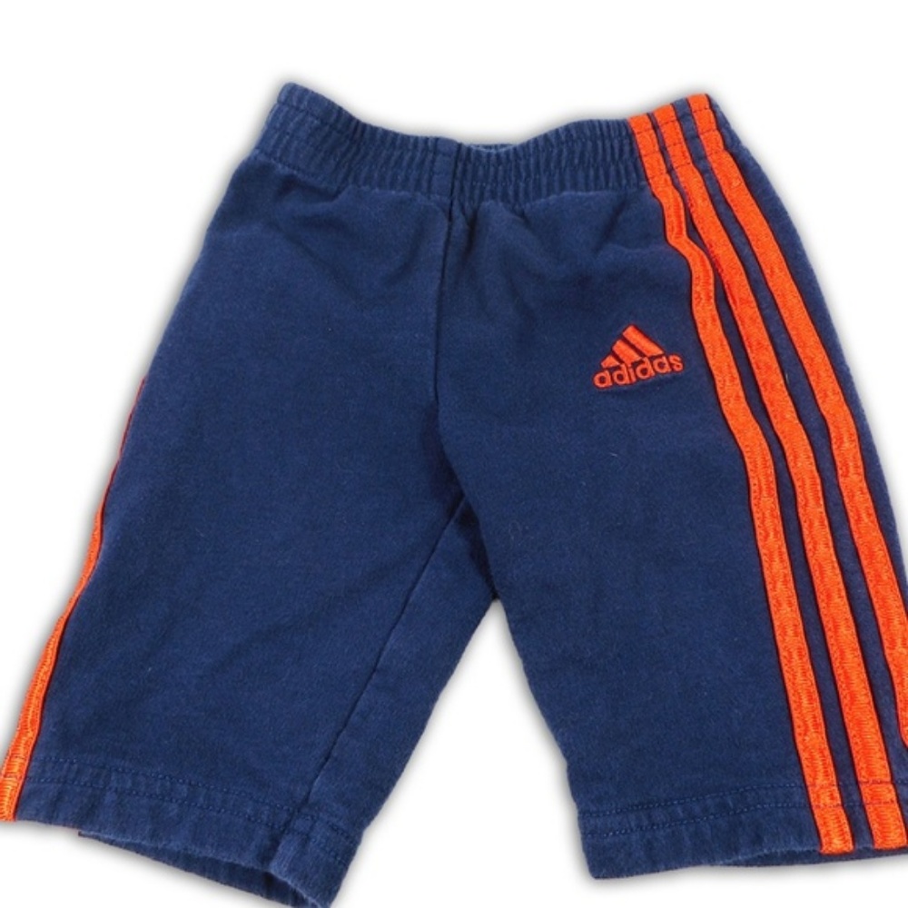 Adidas Boys Dark Blue Orange Cotton Shorts Size 3